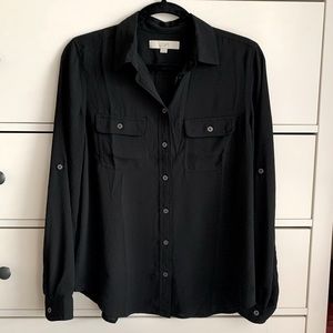 Loft Black Pocket Blouse - Size Small